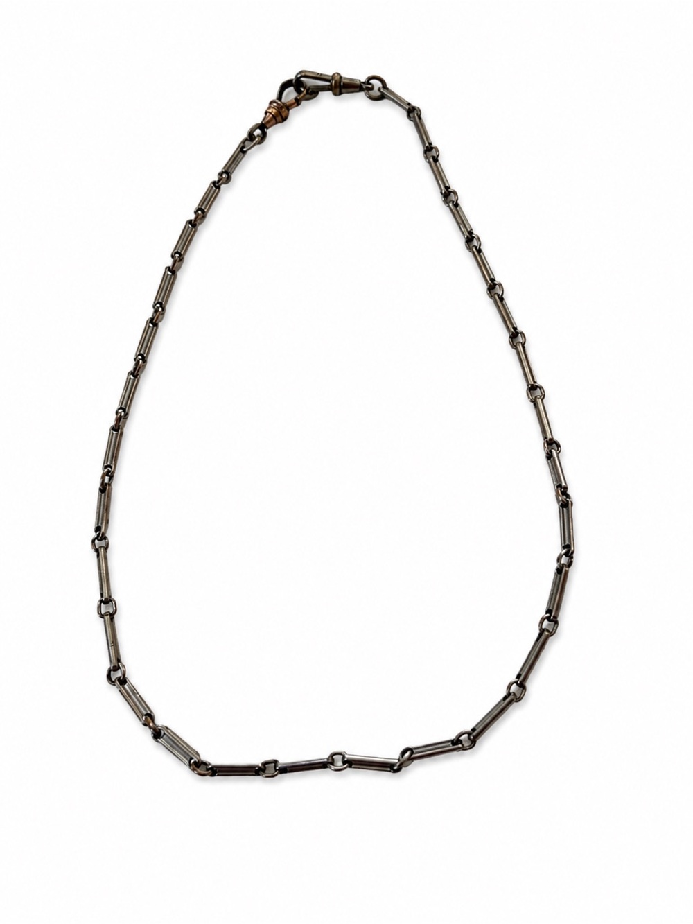 Vintage Silver Tone Bar Link Chain Necklace Industrial Minimalist Unisex